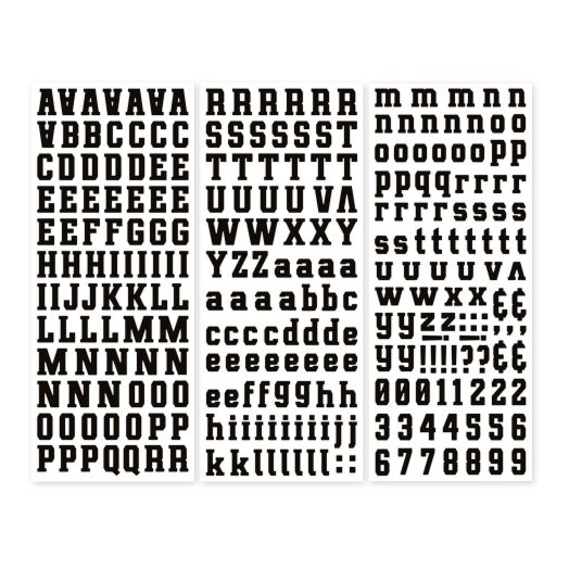 Black Collegiate ABC/123 Letter Stickers (3/pk) view of all letters