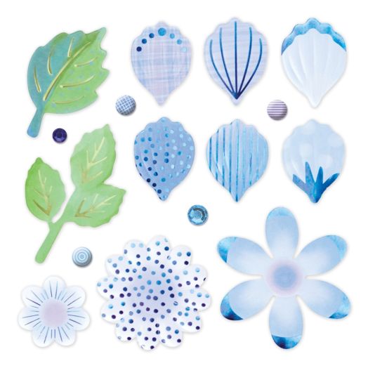 Mix and Match Blue Floral Embellishments: Botanical Burst