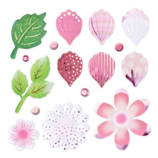 Mix and Match Pink Floral Embellishments: Botanical Burst