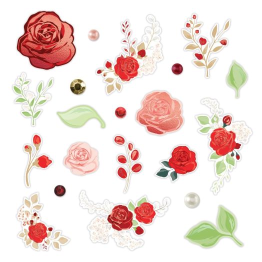 Red Rose Embellishments For Scrapbooking