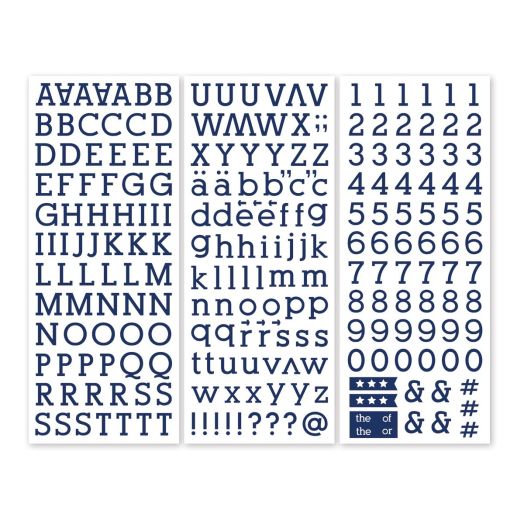 Serif Navy Letter Stickers: ABC/123s