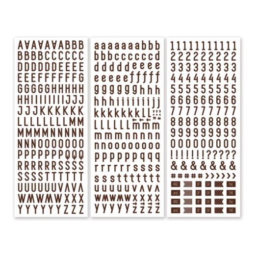 Brown Sans Serif ABC/123 Letter Stickers (3/pk)
