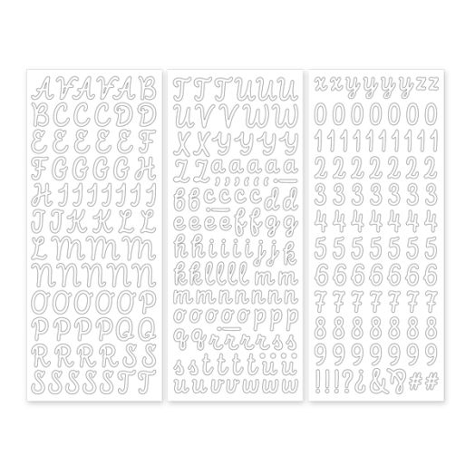 White Script ABC/123 Letter Stickers (3/pk)