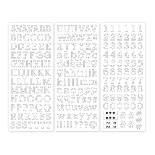 White Serif ABC/123 Letter Stickers (3/pk)